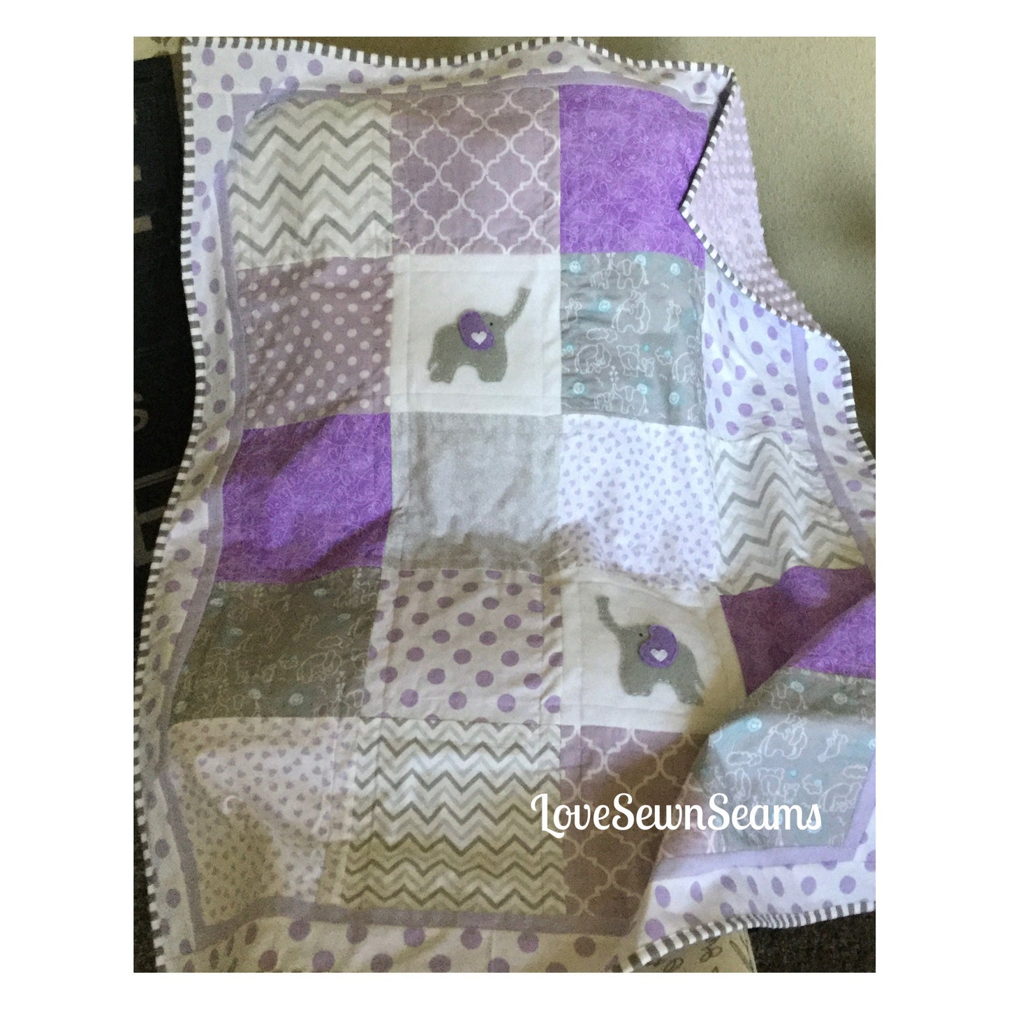 ELEPHANT Quilt/Elephant baby quilt/Elephant Lovey/Lovey/Crib quilt