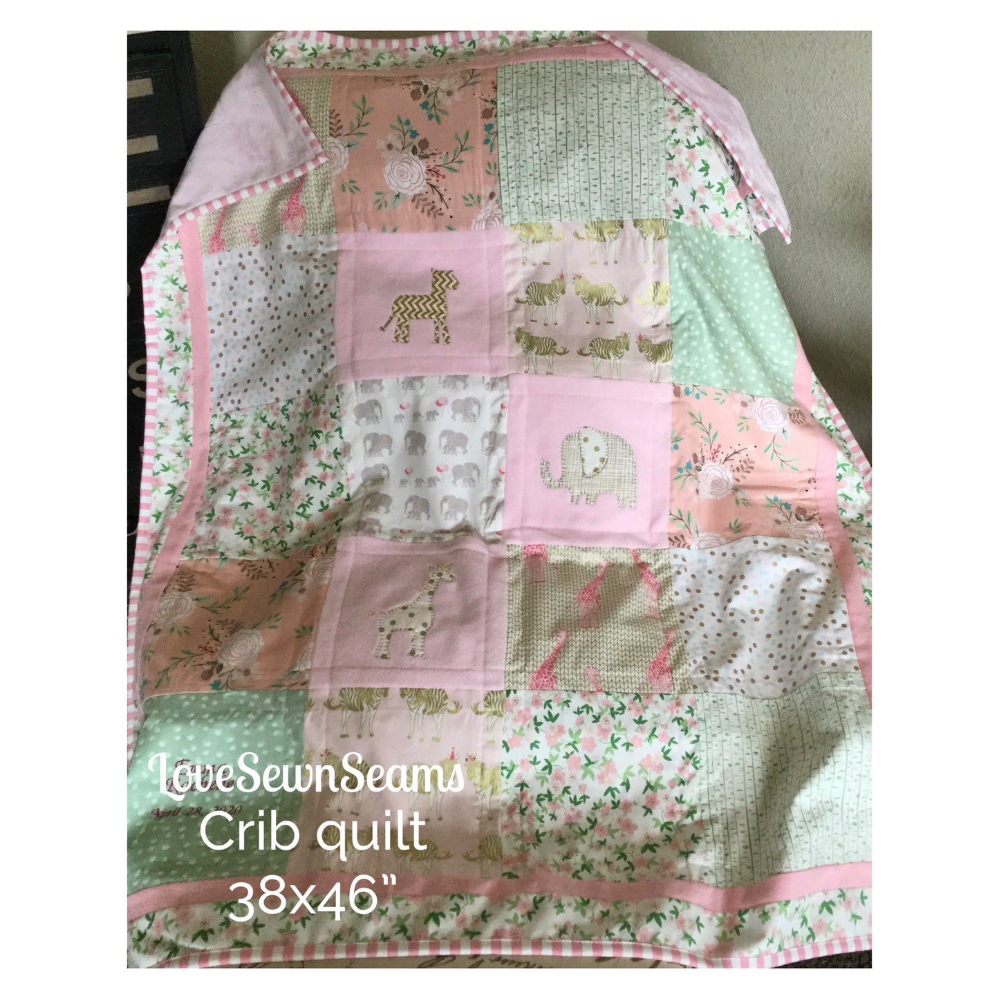 Animal baby quilt/Wild One quilt/Safari quilt/Pink and Gold baby quilt/birthday quilt