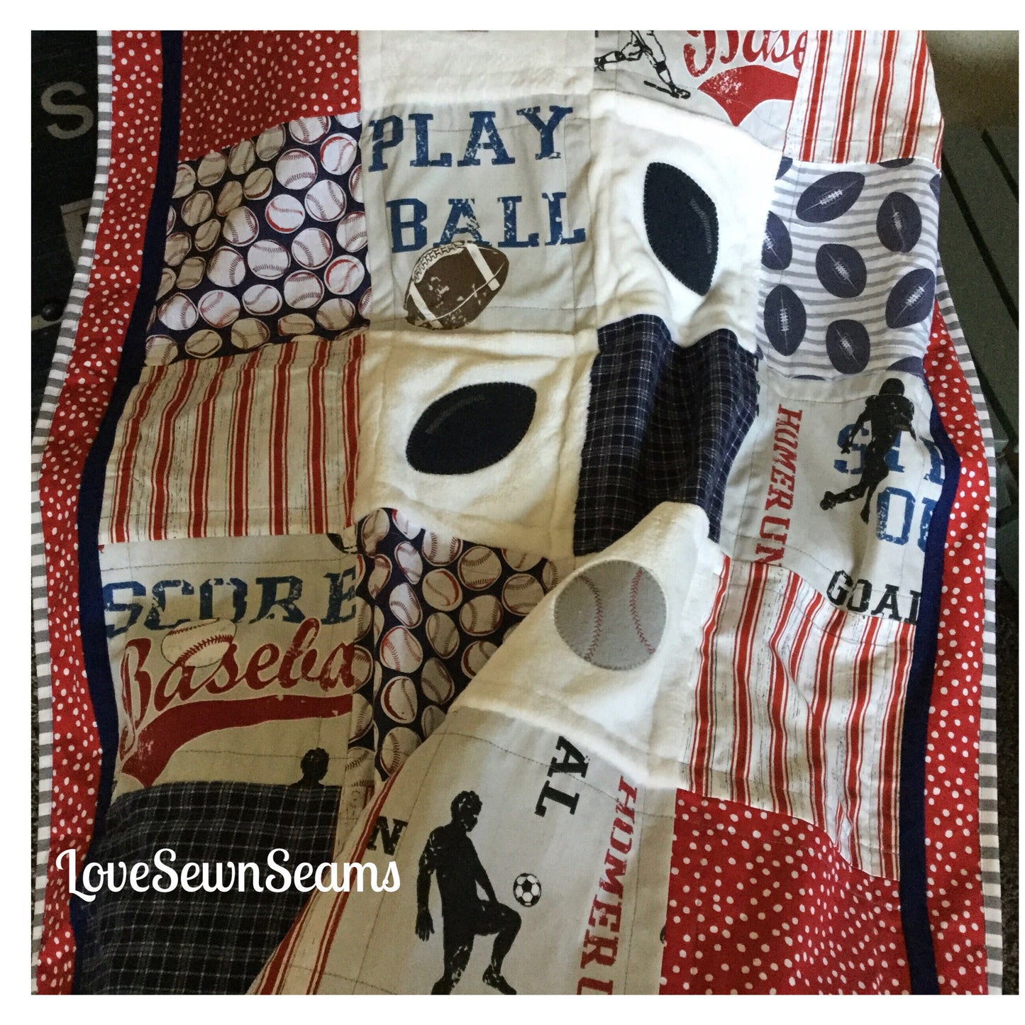 Sports quilt/Football quilt/Baseball quilt/Baseball Baby quilt