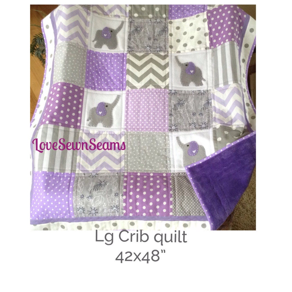 ELEPHANT Quilt/Elephant baby quilt/Elephant Lovey/Lovey/Crib quilt