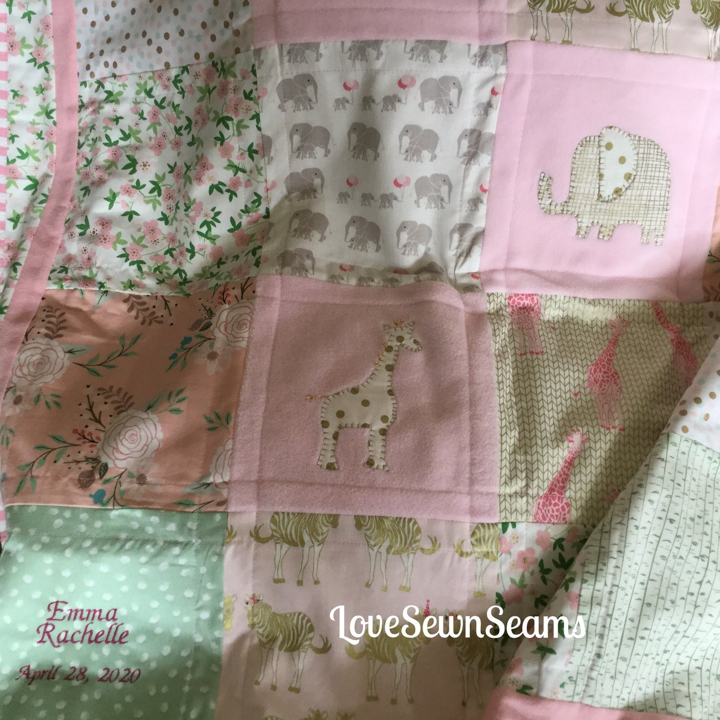 Animal baby quilt/Wild One quilt/Safari quilt/Pink and Gold baby quilt/birthday quilt