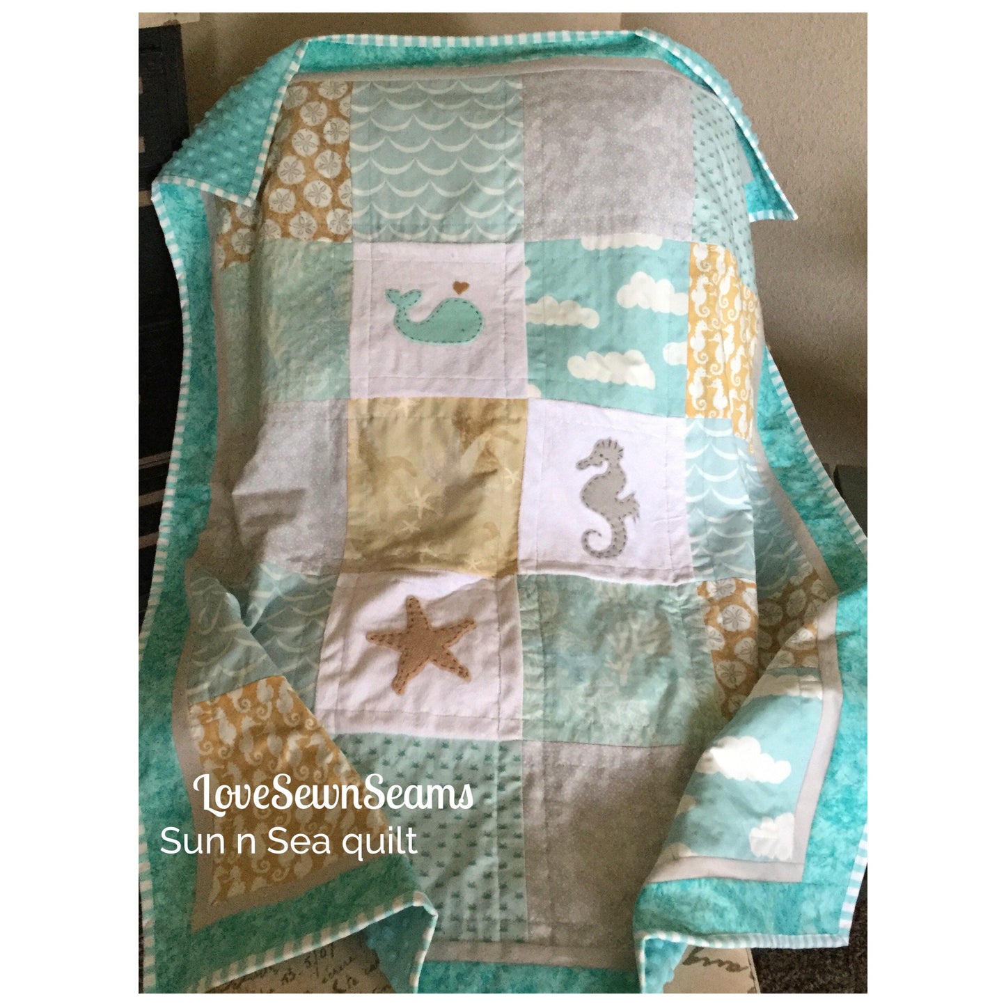 Coastal quilt/Sun & Sea quilt/Modern quilt/Sealife quilt/Coastal Quilt