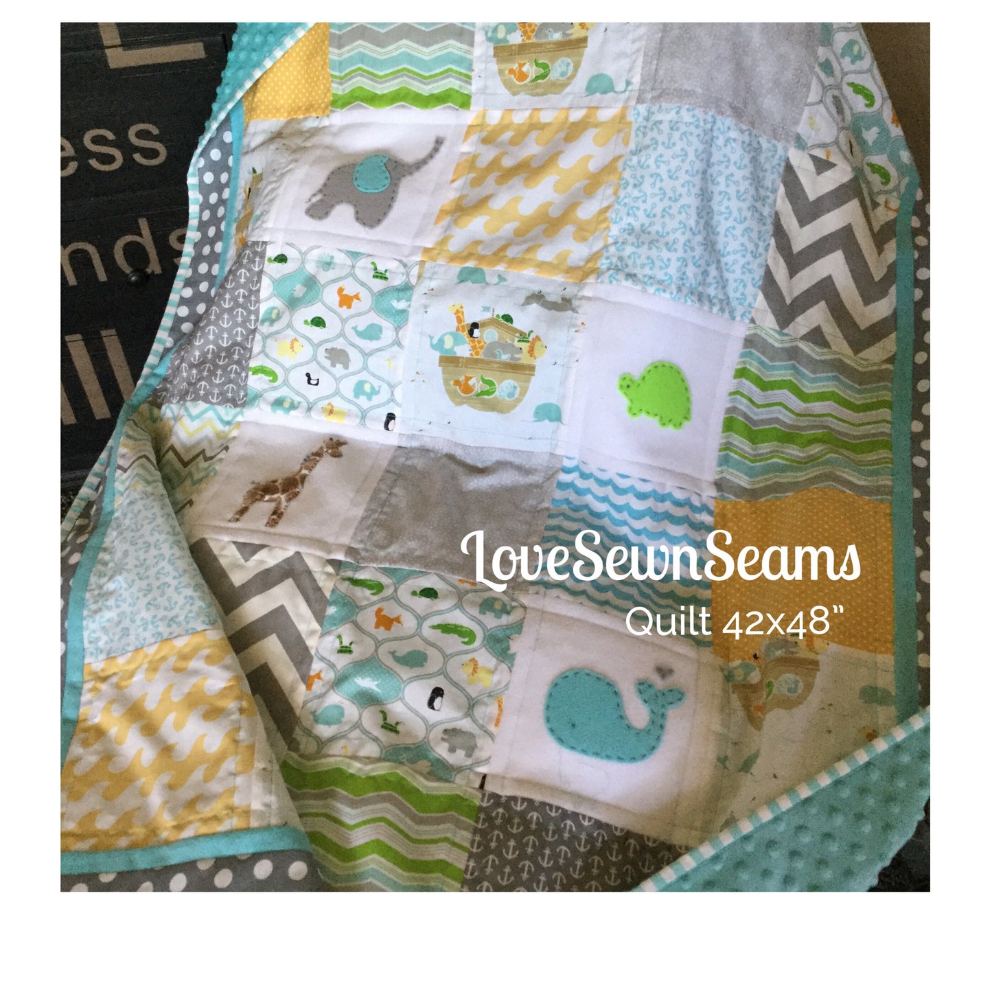 MADE to ORDER/Noah’s Ark quilt/Noah’s Ark Crib Size Quilt/Noah’s Ark Nursery/Animal baby quilt