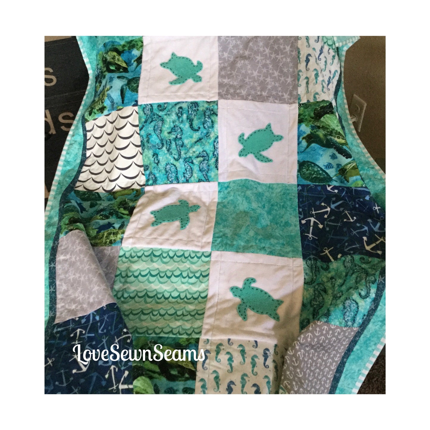 MADE TO ORDER/Sea Turtle quilt/Sea Turtle Lovey/Sea turtles/Hawaiian sea turtle/Sealife quilt/Under the Sea quilt
