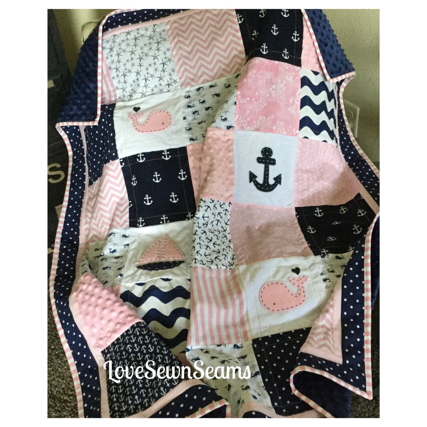 MADE TO ORDER/Seaside Quilt/Nautical Baby quilt/Baby quilts/Handmade quilts/Modern baby quilt/Coastal baby quilt