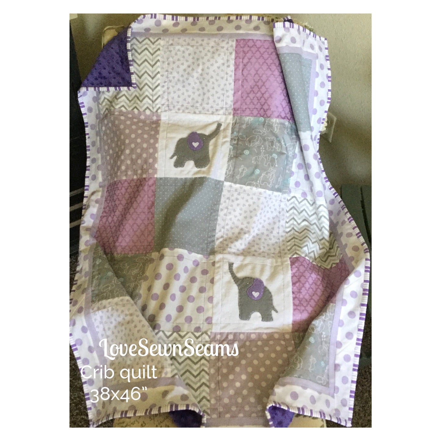 ELEPHANT Quilt/Elephant baby quilt/Elephant Lovey/Lovey/Crib quilt