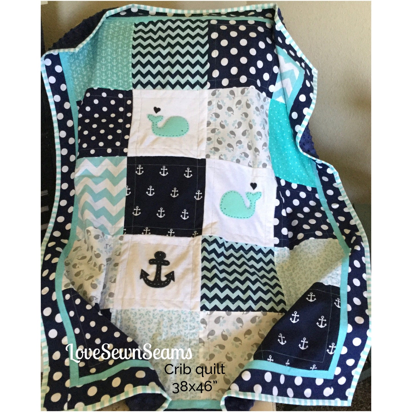 Nautical Crib quilt/COASTAL Quilt/Baby quilt/Nautical Baby Blanket/Nautical Crib bedding/Whale baby quilt