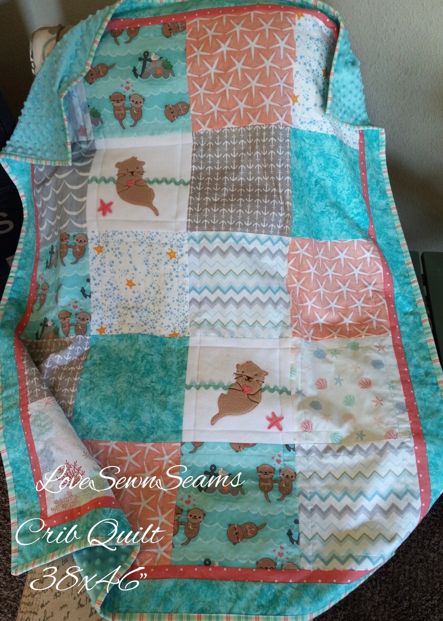Sea Otter quilt/Lovey/Sea otter/baby quilt