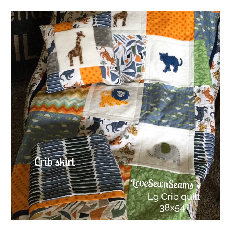 JUNGLE QUILT/Animal quilt/Lion quilt/Tiger quilt/Jungle animals/Handmade baby quilt/African quilt