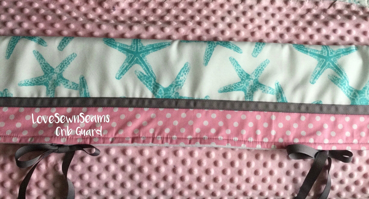 MADE to ORDER/COASTAL Quilt/Starfish Mermaid quilt/Starfish kisses/Starfish Seahorse quilt/Coastal baby blanket/Nautical baby quilt