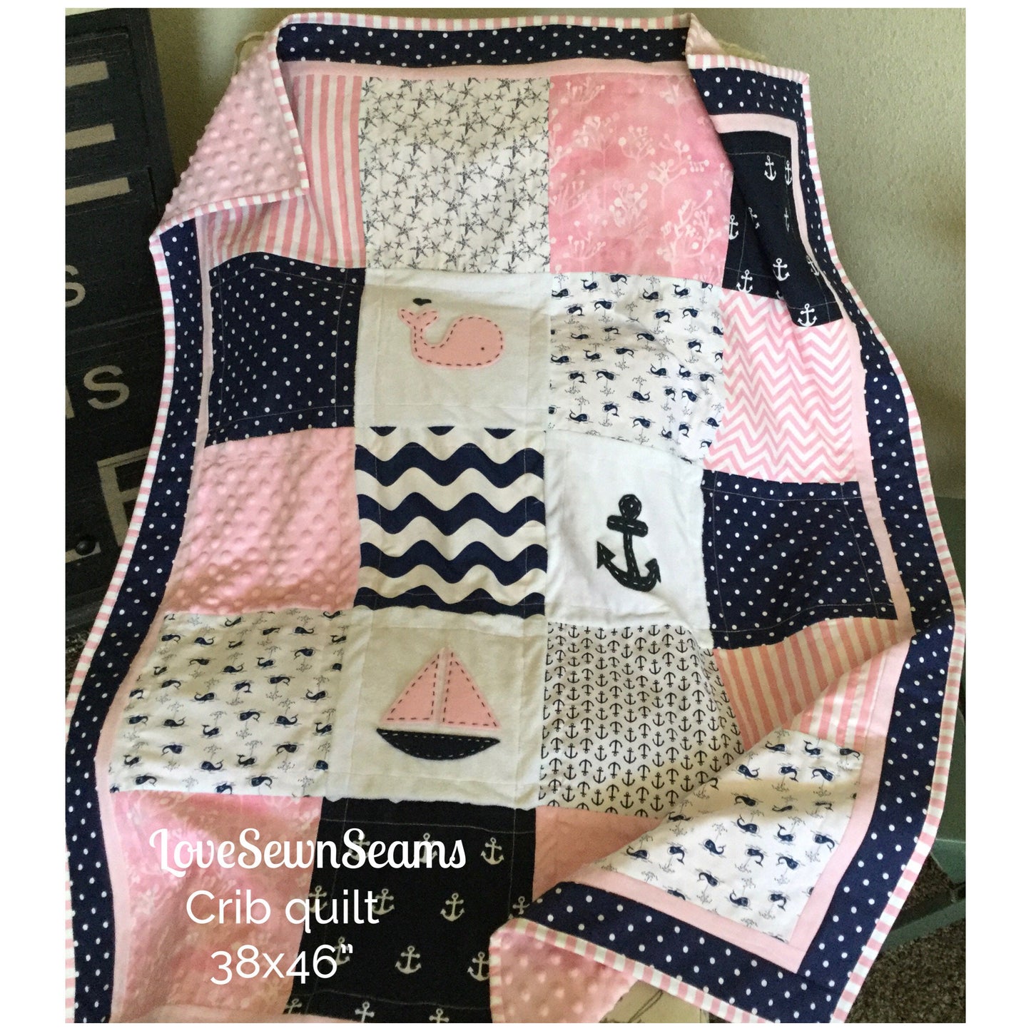 MADE TO ORDER/Seaside Quilt/Nautical Baby quilt/Baby quilts/Handmade quilts/Modern baby quilt/Coastal baby quilt