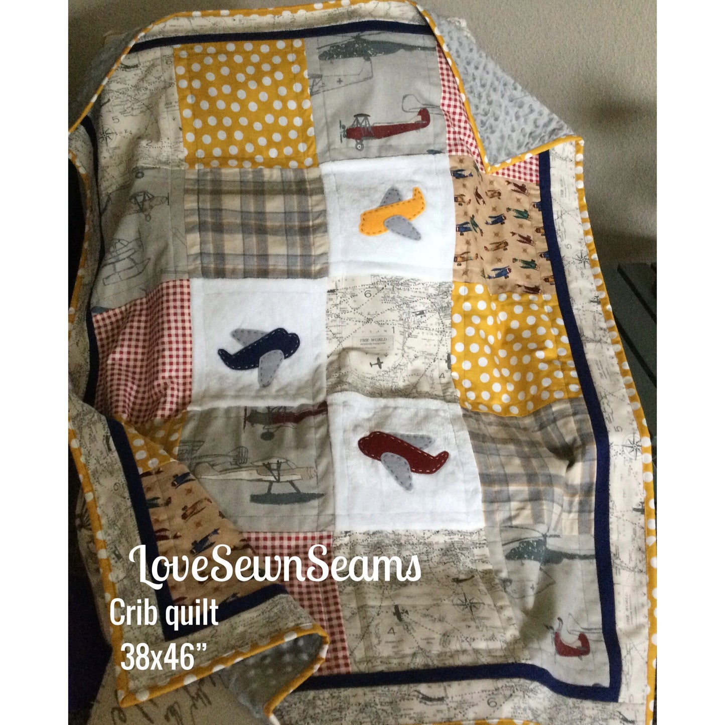 MADE TO ORDER/Vintage Plane Quilt/Plane quilt/Airplane Quilt/Baby Quilt/Childs Quilt