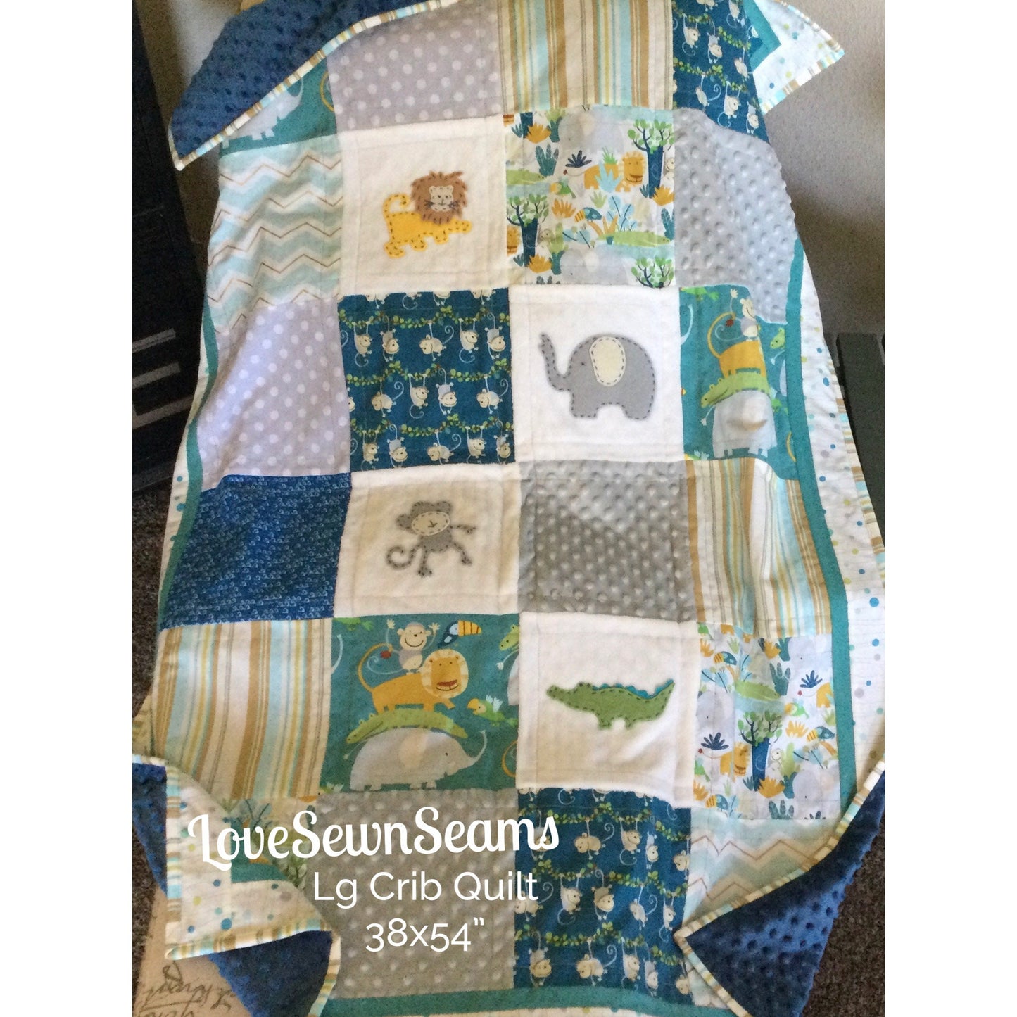 Jungle quilt/Safari Quilt/Baby Quilt/Animal Quilt/Jungle Lovey/Lovey/Monkey quilt/Hippo Quilt