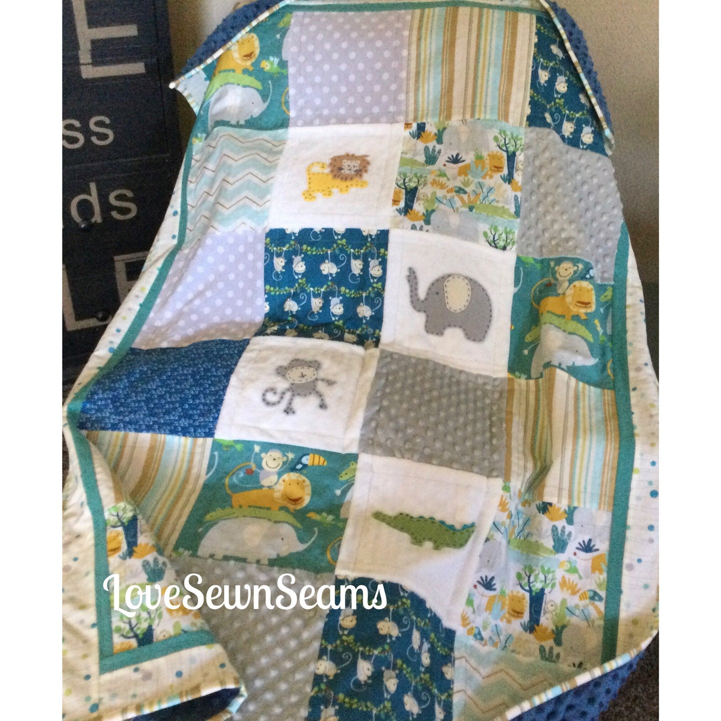 SHIPS NOW/Jungle quilt/Safari Quilt/Baby Quilt/Animal Quilt/Jungle Lovey/Lovey/Monkey quilt/Hippo Quilt