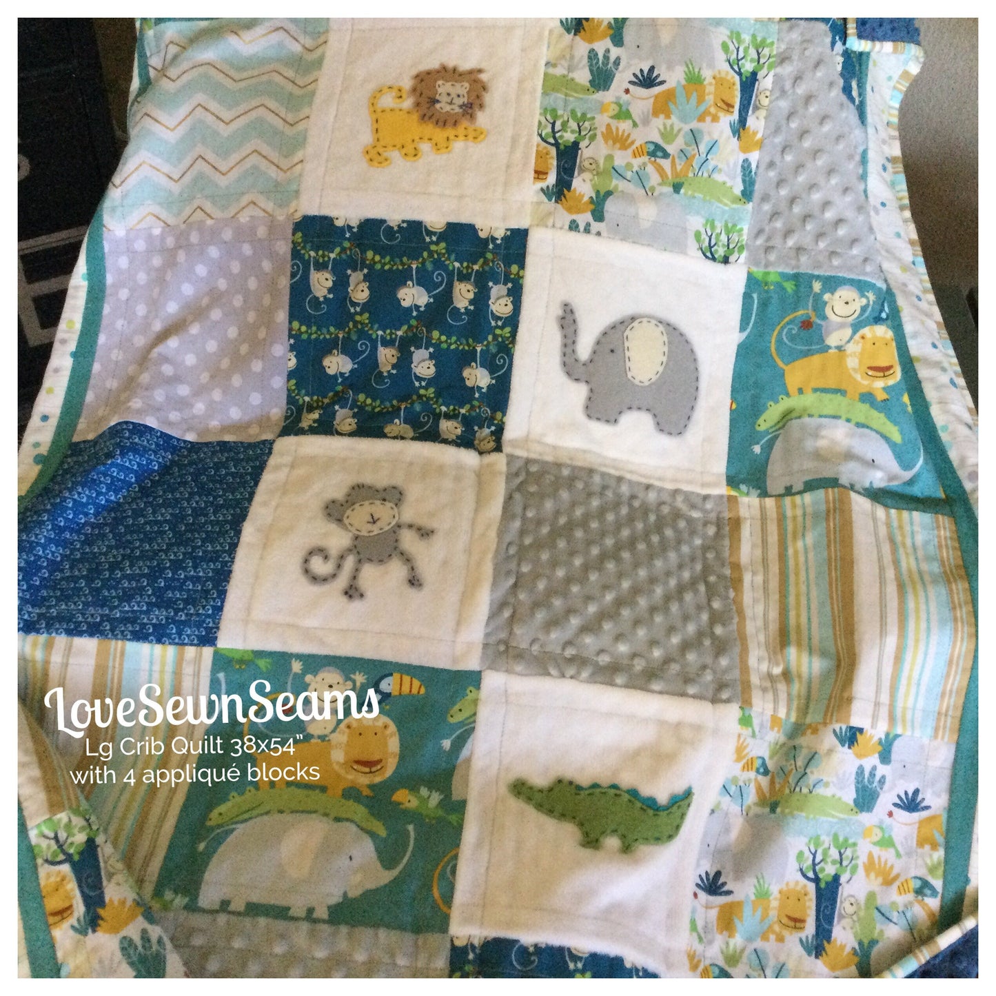 SHIPS NOW/Jungle quilt/Safari Quilt/Baby Quilt/Animal Quilt/Jungle Lovey/Lovey/Monkey quilt/Hippo Quilt