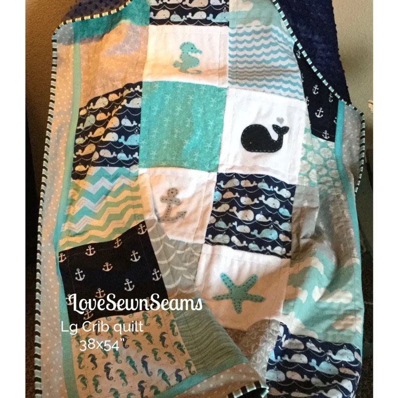 MADE TO ORDER/Baby quilt/Nautical Baby Quilt/Coastal quilt/Ocean quilt/Nautical baby bedding/Nautical Crib skirt