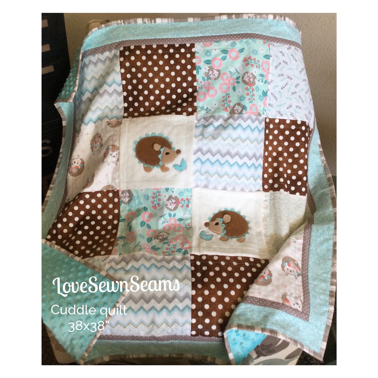 Hedgehog quilt/Woodland quilt/Hedgehog baby quilt/Hedgehog/Baby quilt/Modern baby quilt