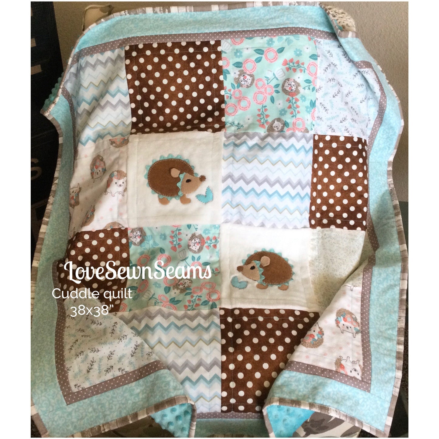 Hedgehog quilt/Woodland quilt/Hedgehog baby quilt/Hedgehog/Baby quilt/Modern baby quilt