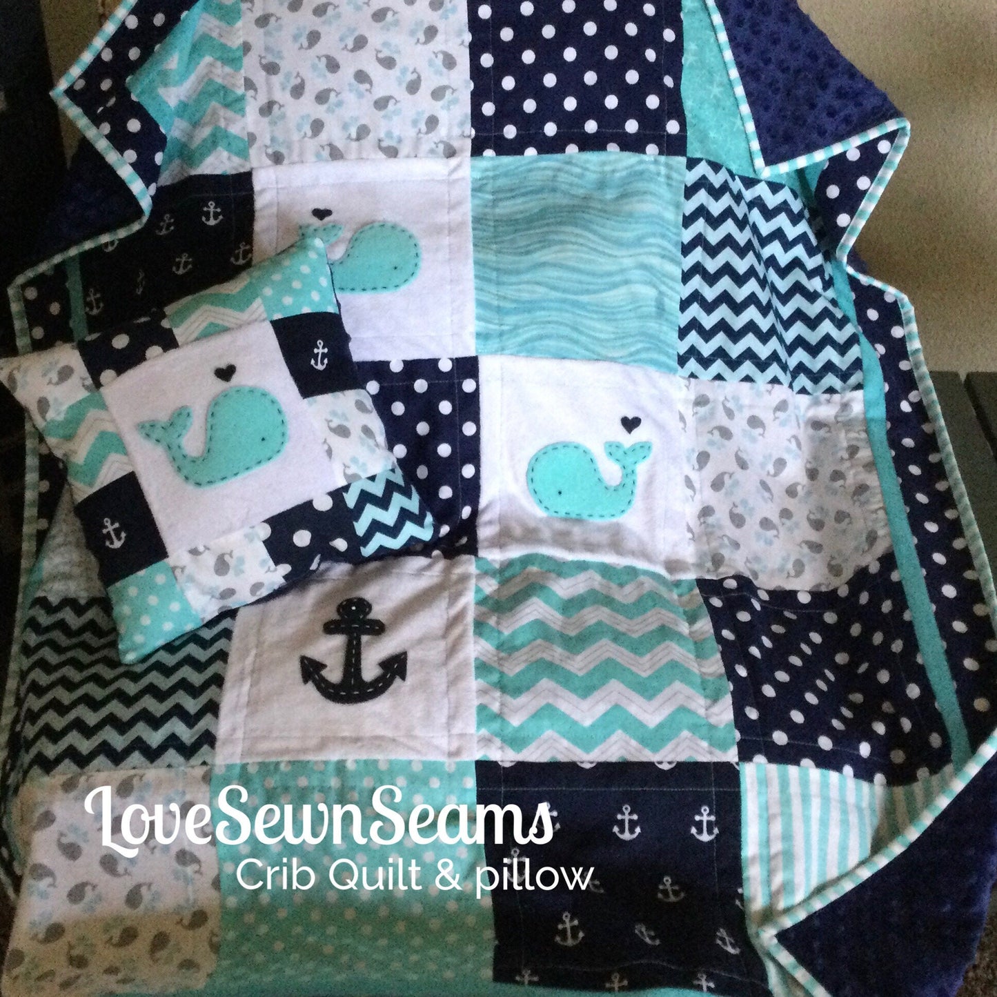 Nautical Baby quilt/HANDMADE/Modern baby Quilt/Coastal quilt