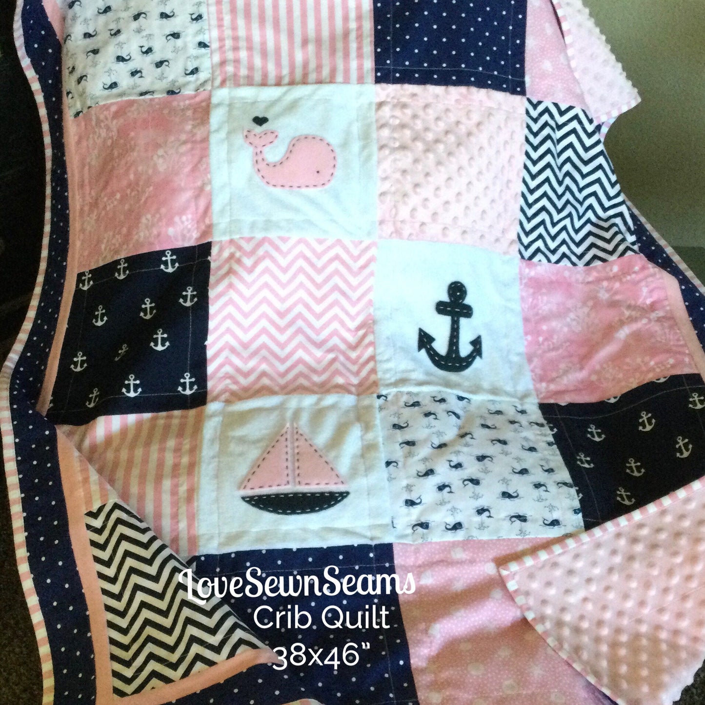 Baby girl Nautical quilt/Coastal quilt/Seashore quilt/Modern Baby quilt