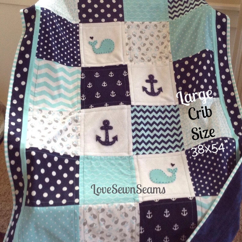 Nautical Baby quilt/HANDMADE/Modern baby Quilt/Coastal quilt