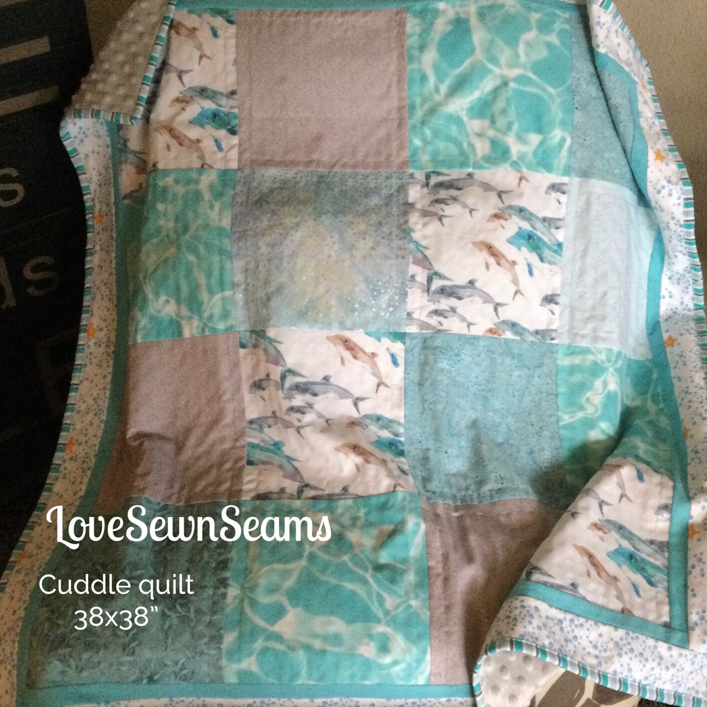 Dolphin Quilt/Gorgeous Dolphin blanket/Dolphins/Handmade in USA