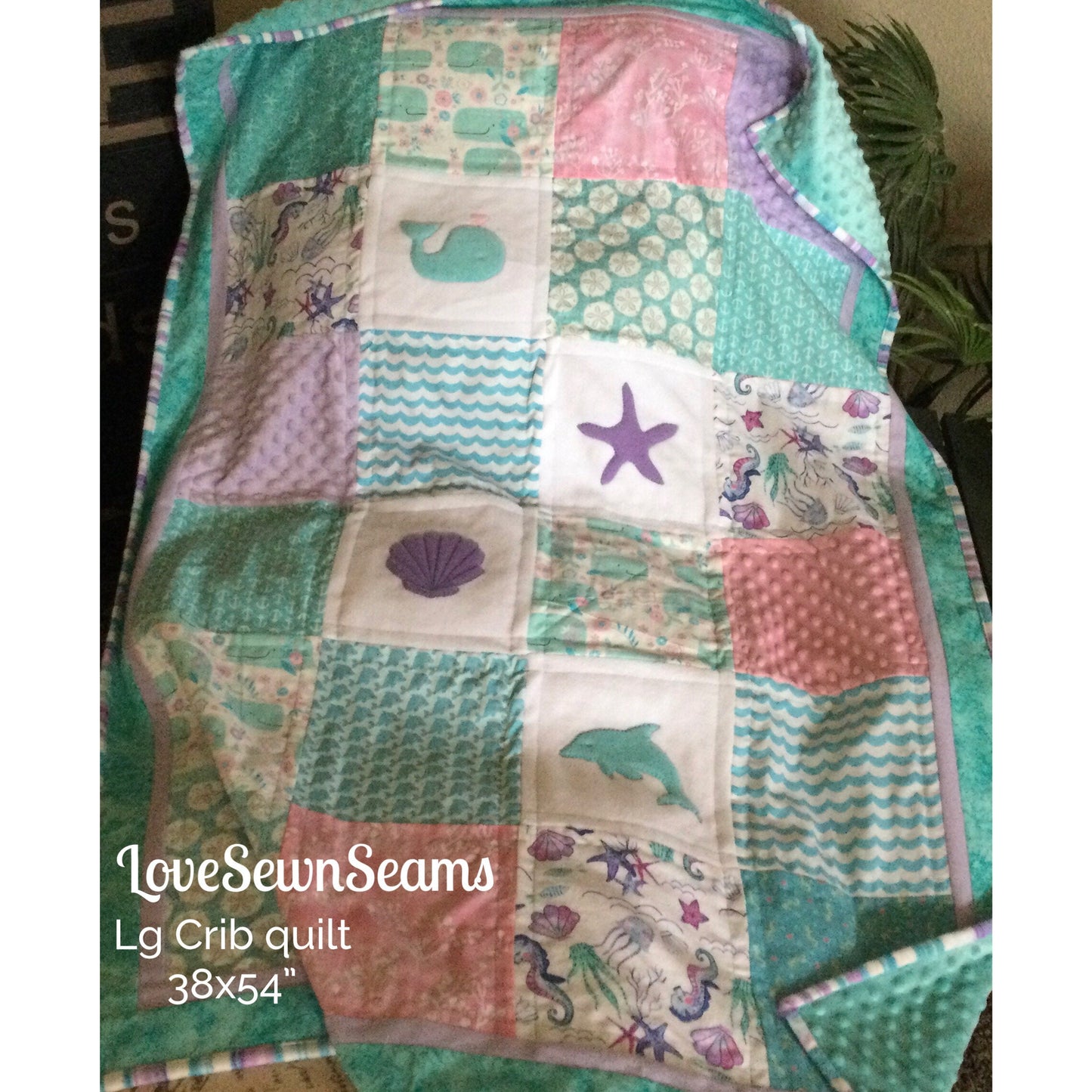 MADE TO ORDER/Sea Life Nursery/Sea Life Quilt/Handmade Sea Life Baby Quilt/Crib Guard/Crib Skirt