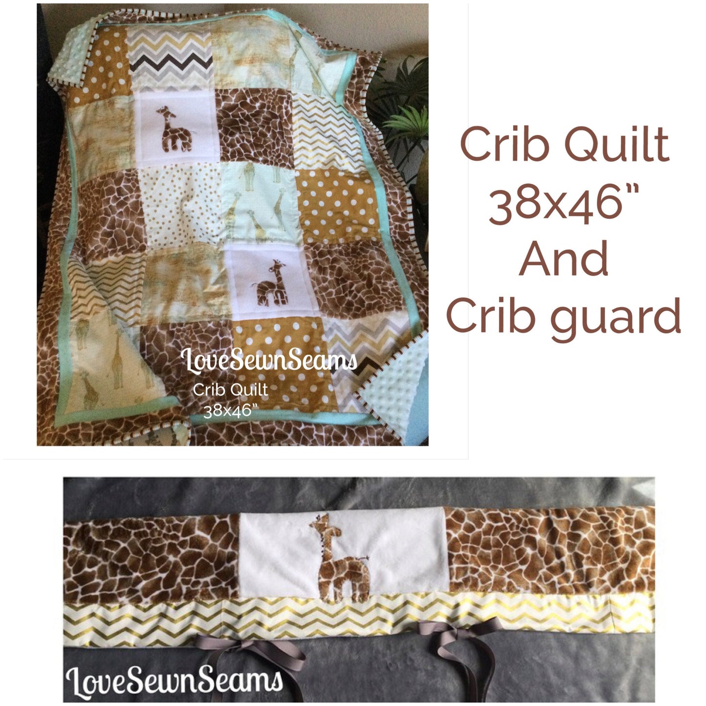 Giraffe quilt/Giraffe Minky/Giraffe security blanket/Option for all neutral quilt no mint