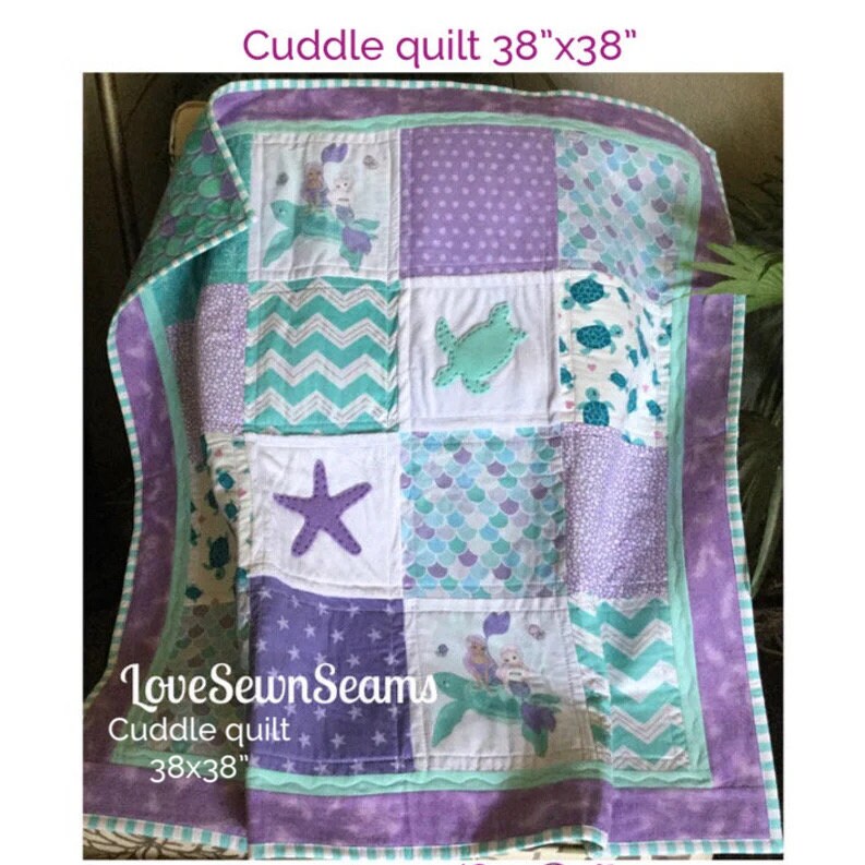 MADE TO ORDER/Sea Turtle and Mermaid Quilt/Sea Turtle baby quilt/Mermaid baby quilt/Sea Turtle/Mermaid