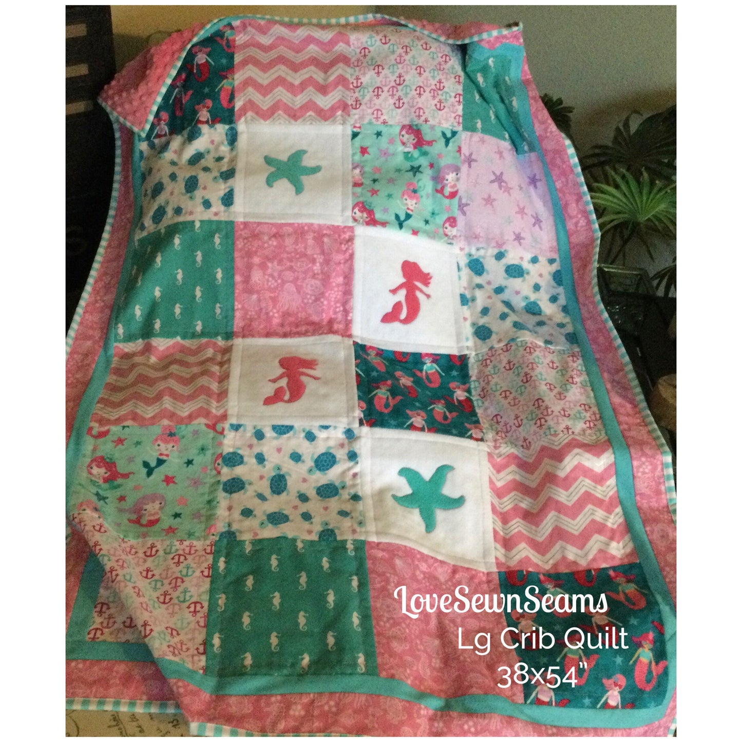 MADE to ORDER/Mermaid quilt/Sea turtle quilt//Sea Life quilt/Coastal quilt/Handmade in USA