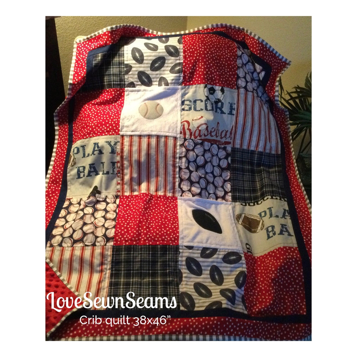 Sports quilt/Football quilt/Baseball quilt/Baseball Baby quilt