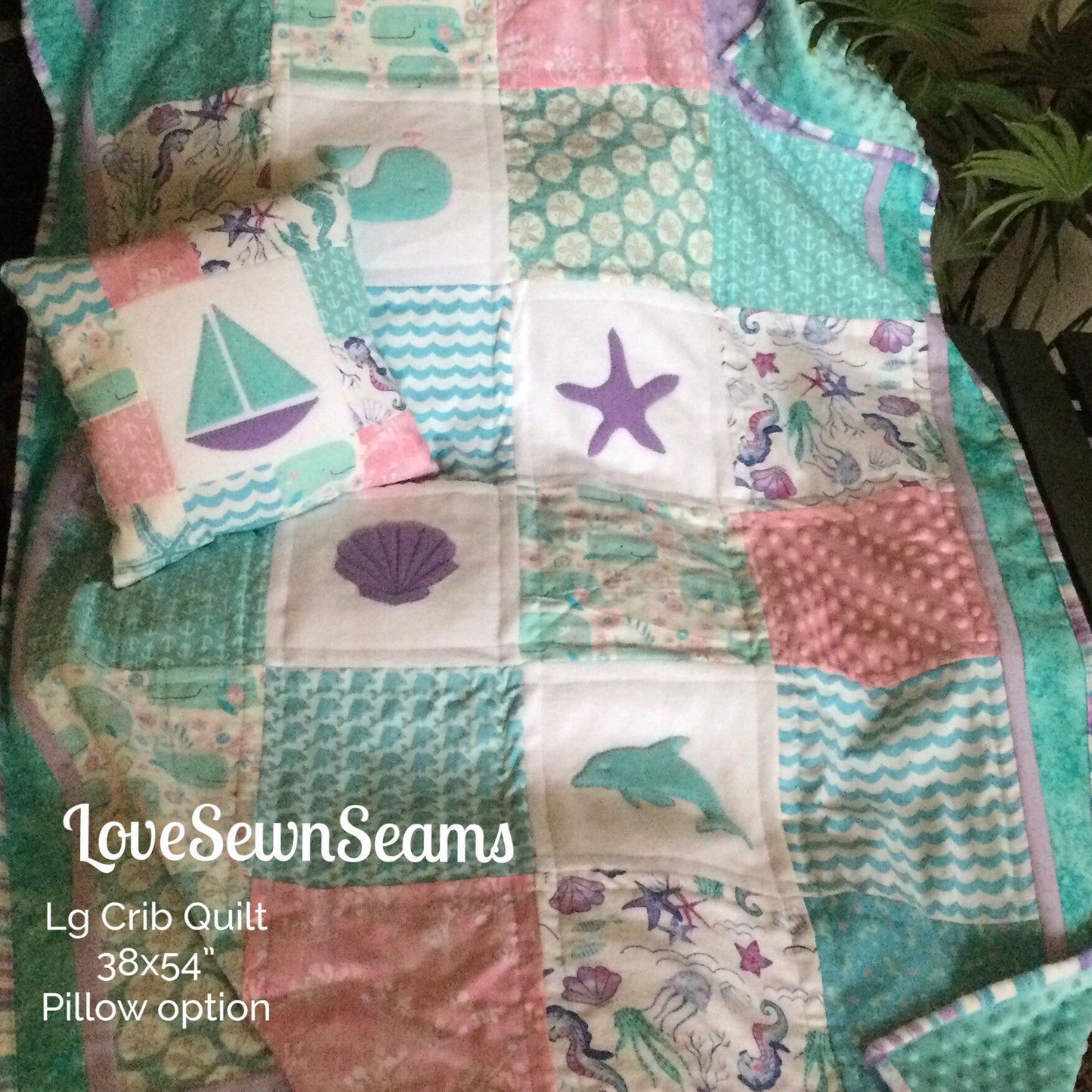 MADE TO ORDER/Sea Life Nursery/Sea Life Quilt/Handmade Sea Life Baby Quilt/Crib Guard/Crib Skirt