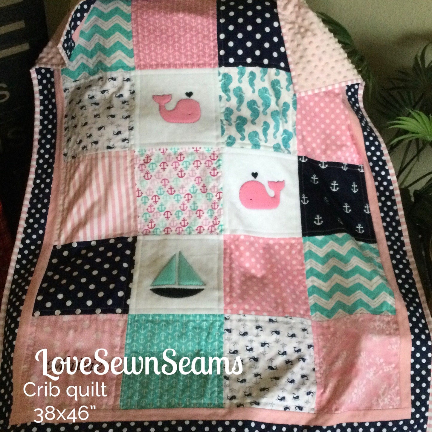 Nautical baby quilt/Coastal quilt/Baby quilt/Set or Individual items/Handmade quilt