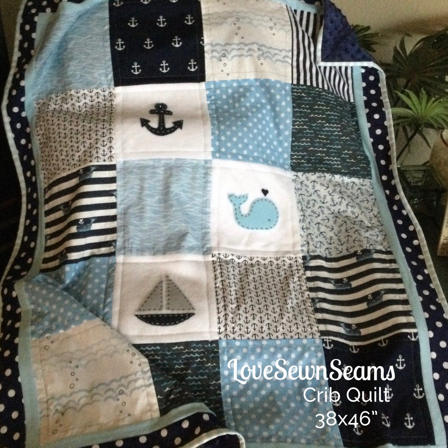 MADE TO ORDER/Nautical Quilt/Modern baby quilt/Appliqued quilt/Sailboat quilt/Coastal quilt