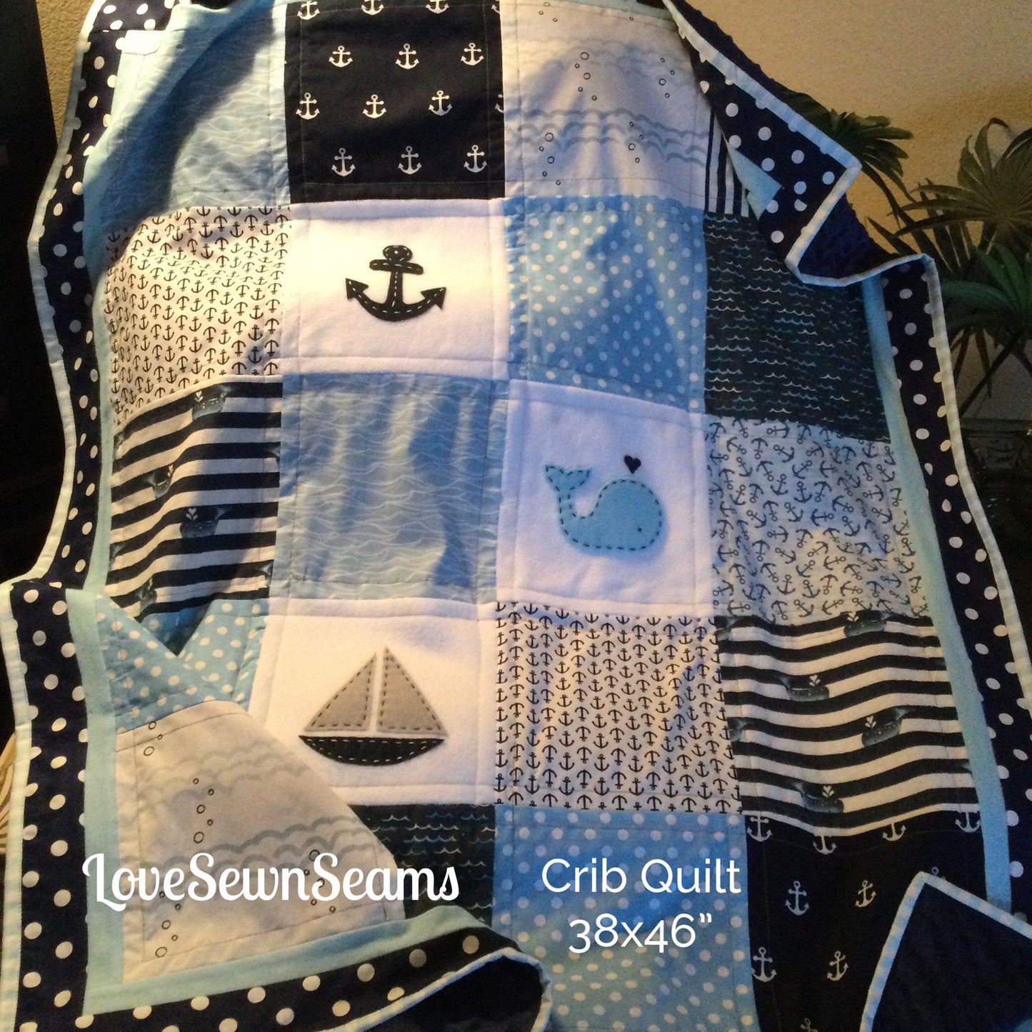 MADE TO ORDER/Nautical Quilt/Modern baby quilt/Appliqued quilt/Sailboat quilt/Coastal quilt