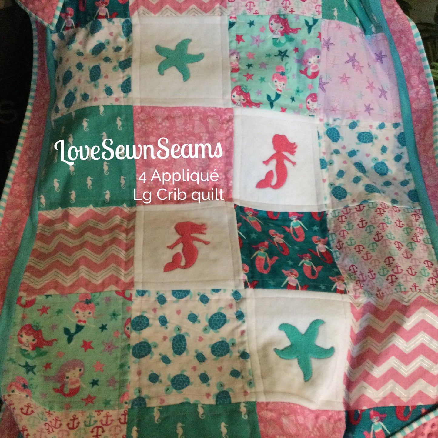 MADE to ORDER/Mermaid quilt/Sea turtle quilt//Sea Life quilt/Coastal quilt/Handmade in USA