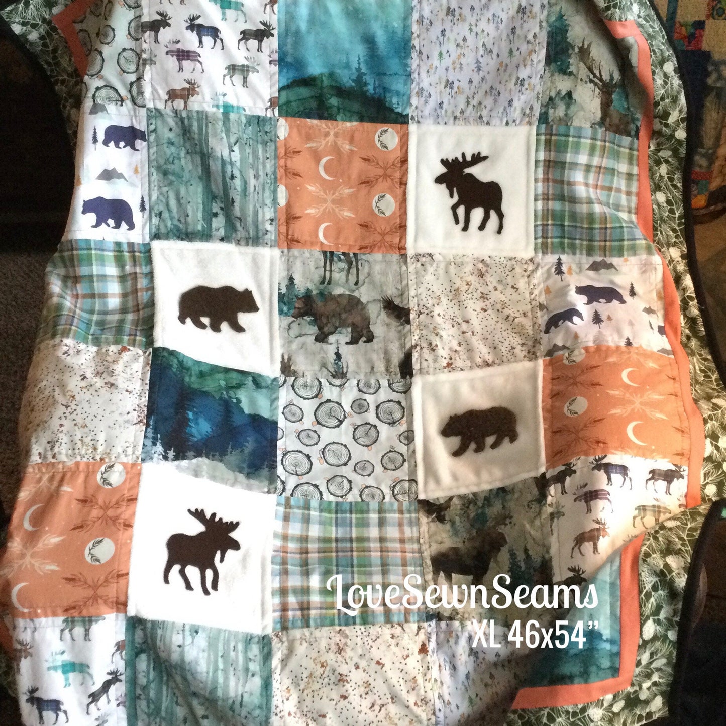 MADE TO ORDER/Woodland quilt/Bear quilt/Moose Quilt/Nature quilt/Forest quilt/Comfort quilt/Select your size