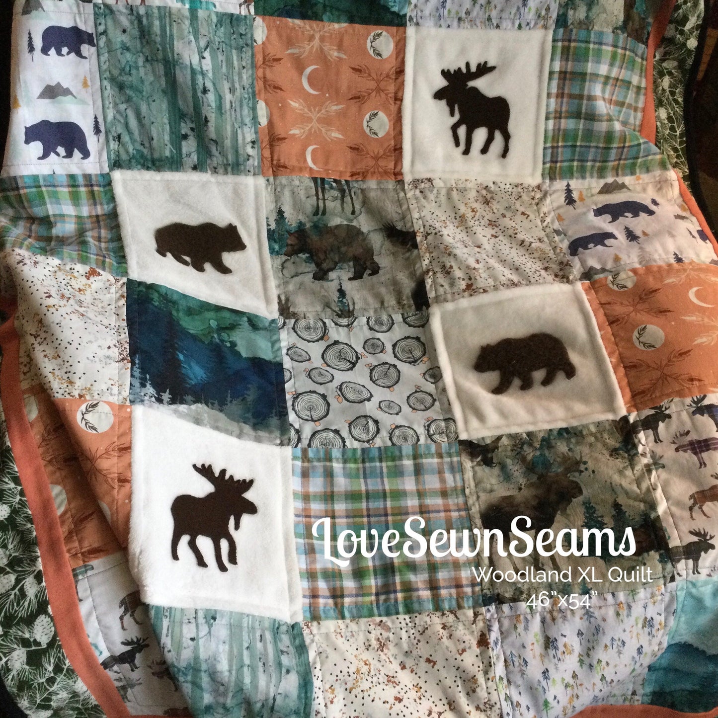 MADE TO ORDER/Woodland quilt/Bear quilt/Moose Quilt/Nature quilt/Forest quilt/Comfort quilt/Select your size