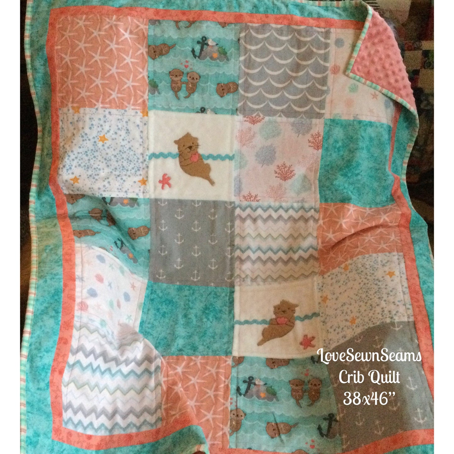 Sea Otter quilt/Lovey/Sea otter/baby quilt