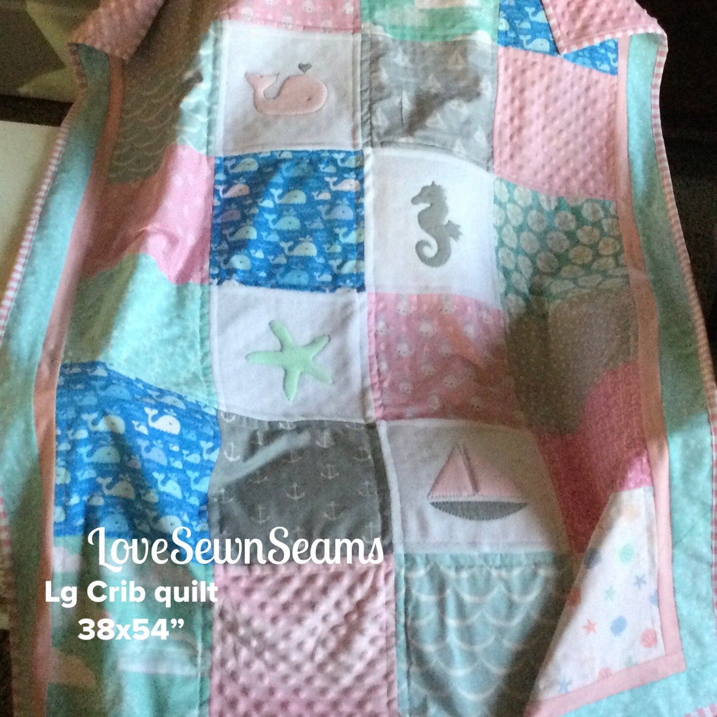SEASIDE quilt/MADE to ORDER/Nautical Quilt/Ocean quilt/Sea Life quilt/baby quilt/girls nautical quilt