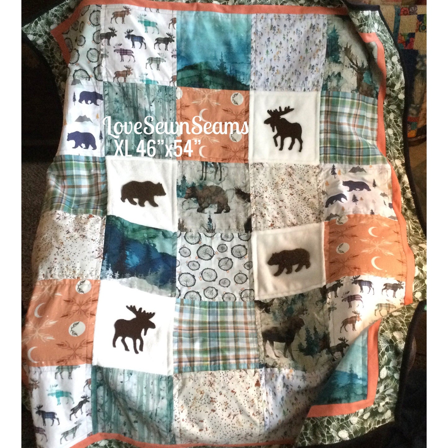 MADE TO ORDER/Woodland quilt/Bear quilt/Moose Quilt/Nature quilt/Forest quilt/Comfort quilt/Select your size