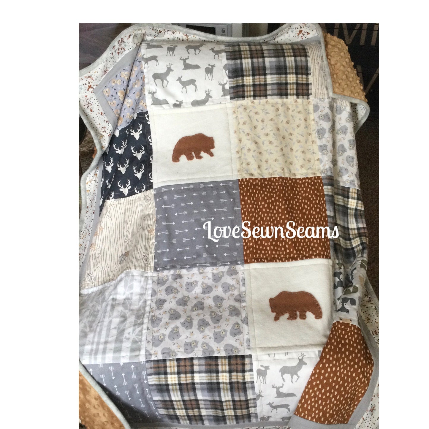 MADE TO ORDER/Woodland Quilt/Wilderness quilt/Nature Quilt/Crib to Twin size/Rustic Quilt/Plaid quilt