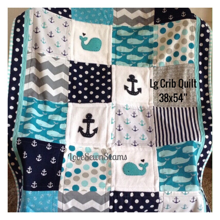 MADE TO ORDER/Nautical quilt/Handmade quilt/Modern baby quilt/keepsake quilt/personalized quilt