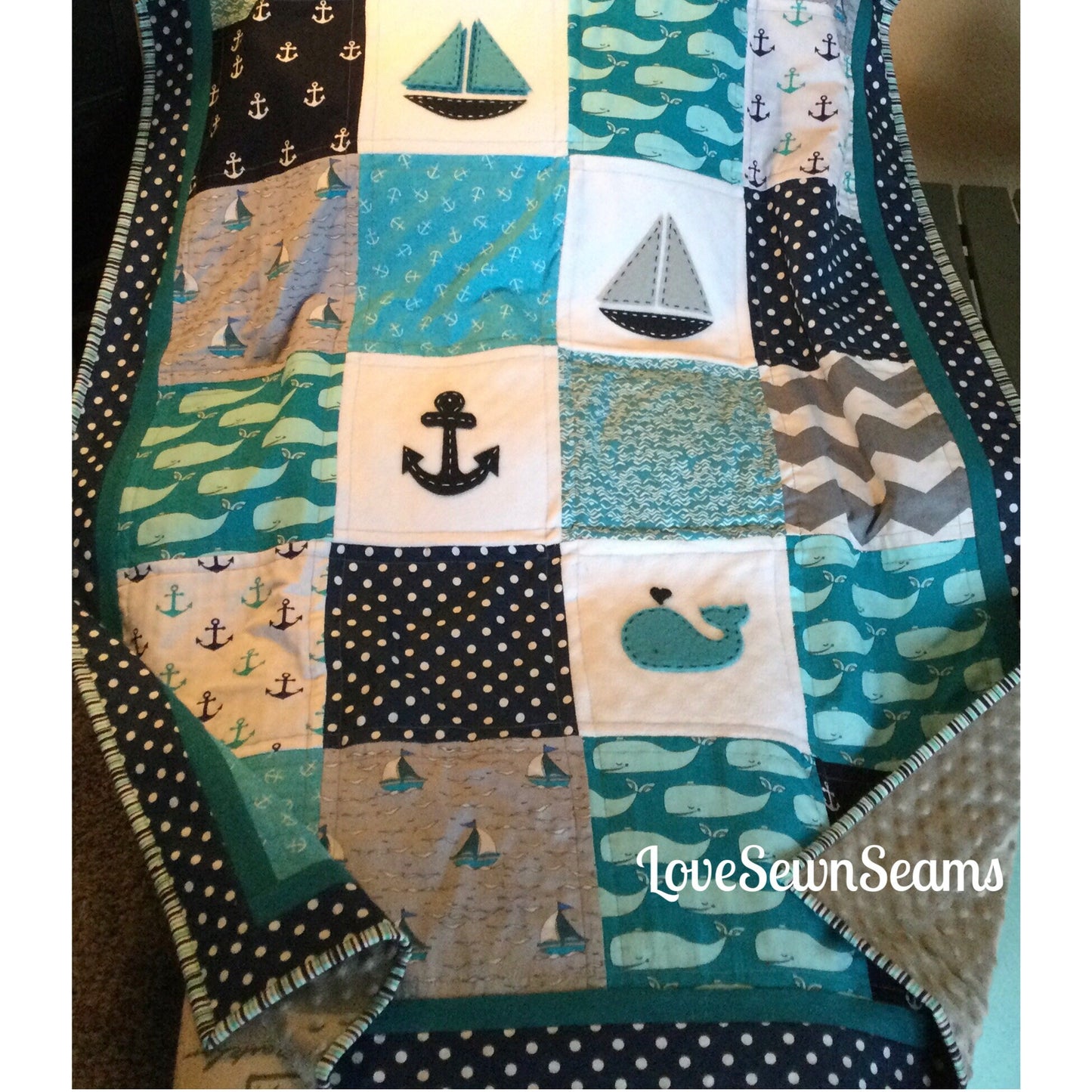 MADE TO ORDER/Nautical quilt/Handmade quilt/Modern baby quilt/keepsake quilt/personalized quilt