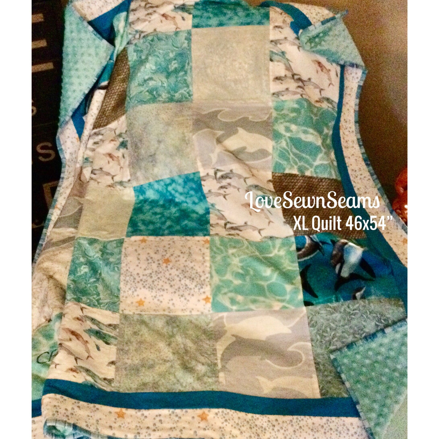 Dolphin Quilt/Gorgeous Dolphin blanket/Dolphins/Handmade in USA