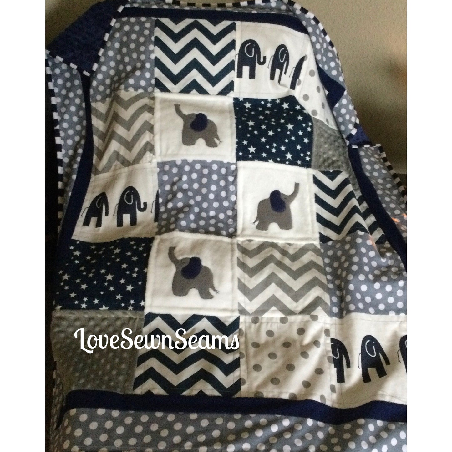 MADE TO ORDER/Elephant Quilt/Elephant Lovey-security blanket/Elephant Nursery/Modern baby quilt/Baby quilt