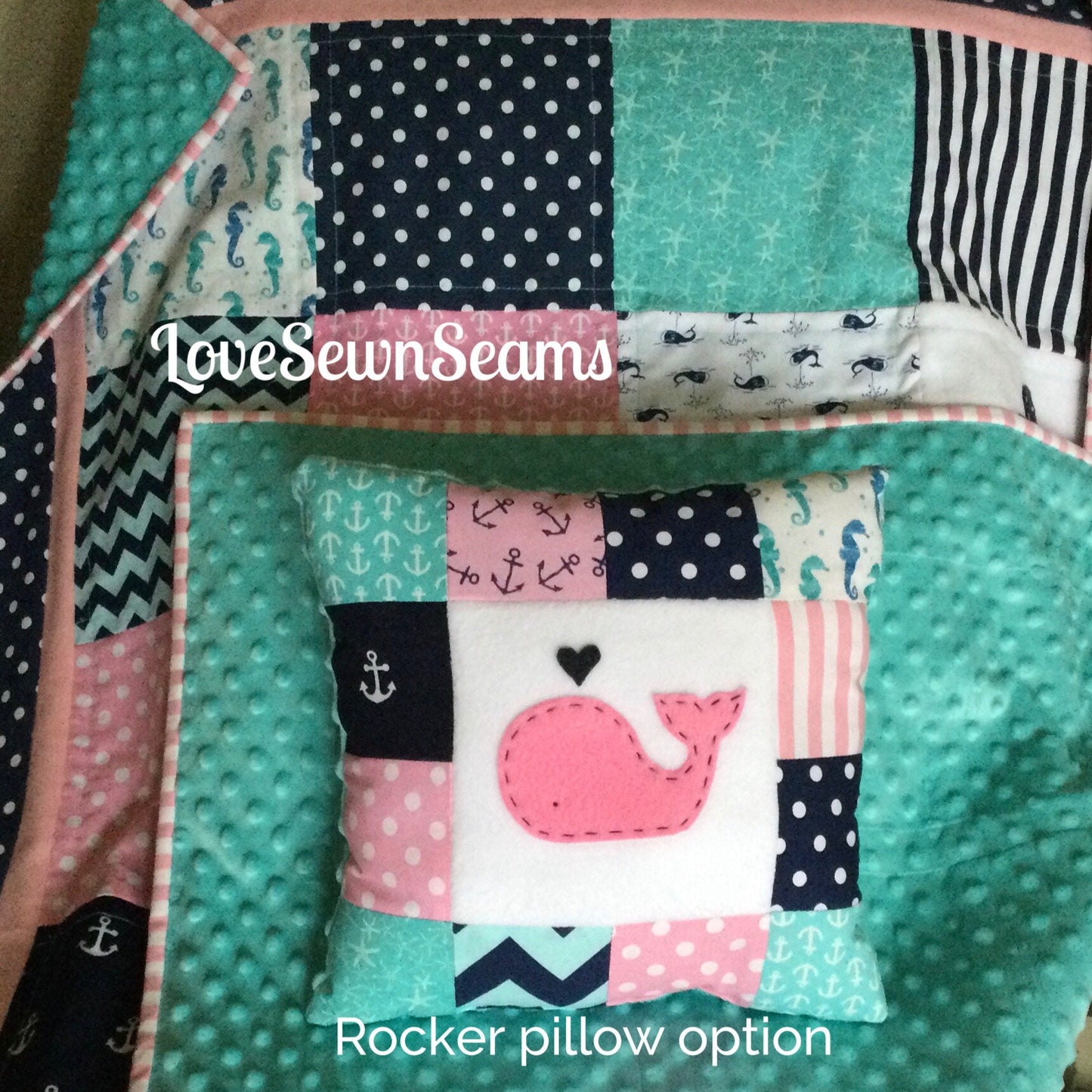 Nautical Quilt/Coastal theme/Girls Nautical (pillow sold SEPERATELY)