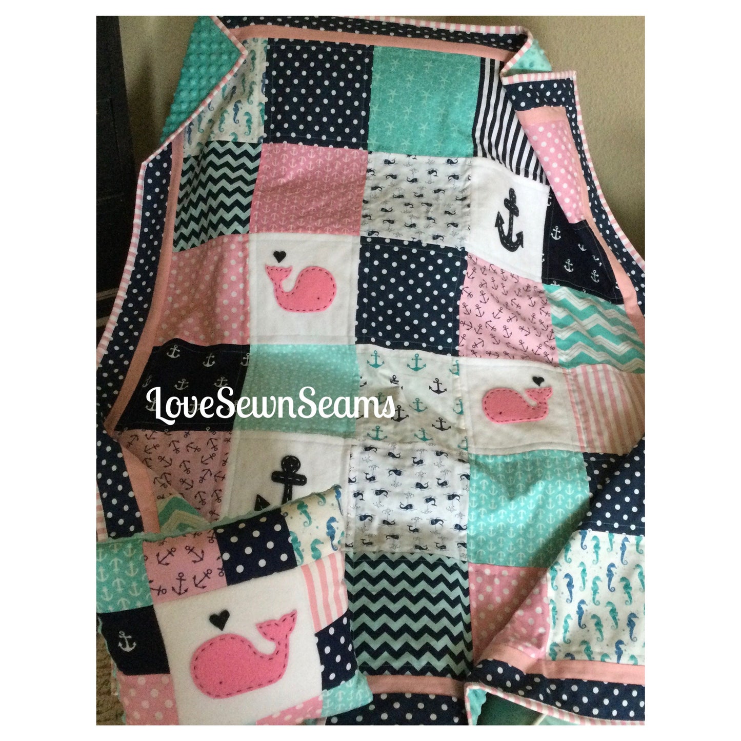 Nautical Quilt/Coastal theme/Girls Nautical (pillow sold SEPERATELY)