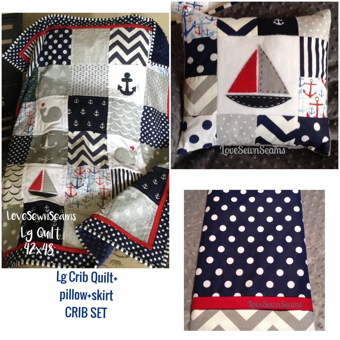 MADE TO ORDER/Nautical Quilt/Coastal nursery/Modern baby quilt Baby quilt/Handmade quilt/Patriotic quilt