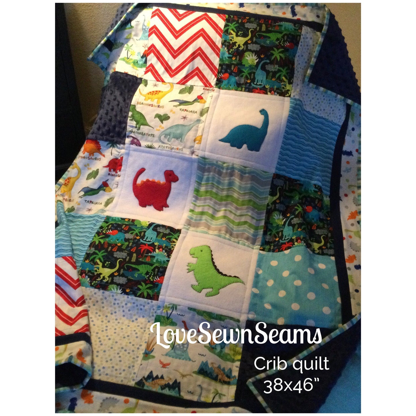 DINOSAUR Quilt/Dinosaur Lovey/Lovie/Dino Quilt/handmade quilt/Modern baby quilt